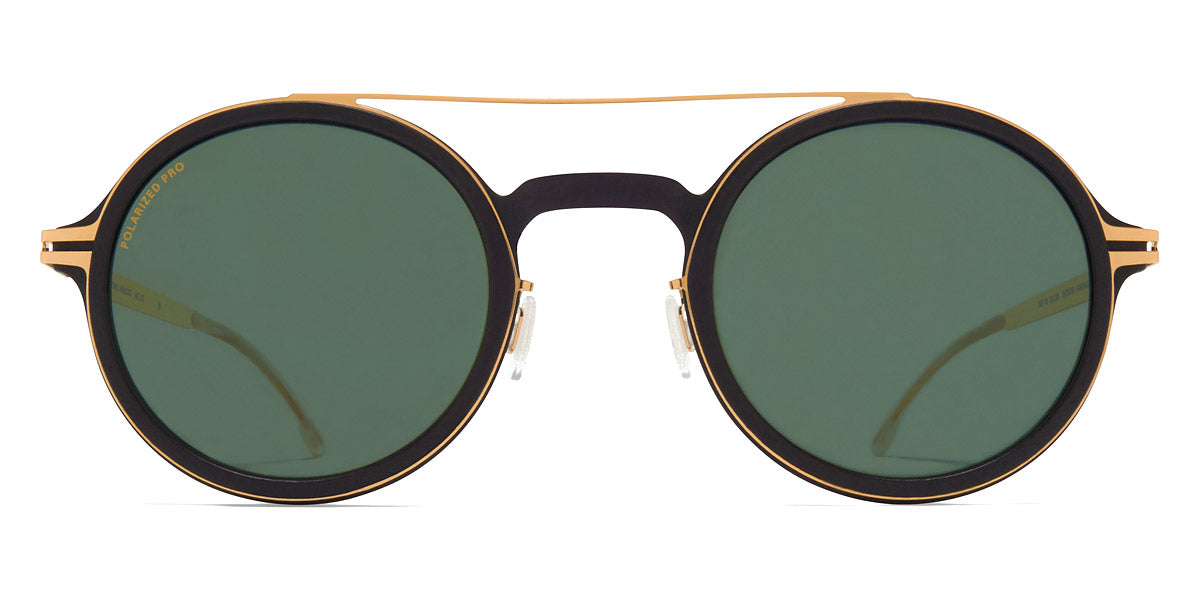 Mykita® HEMLOCK MYK HEMLOCK MH7 Pitch Black/Glossy Gold / Polarized Pro Green 15 46 - MH7 Pitch Black/Glossy Gold / Polarized Pro Green 15 Sunglasses