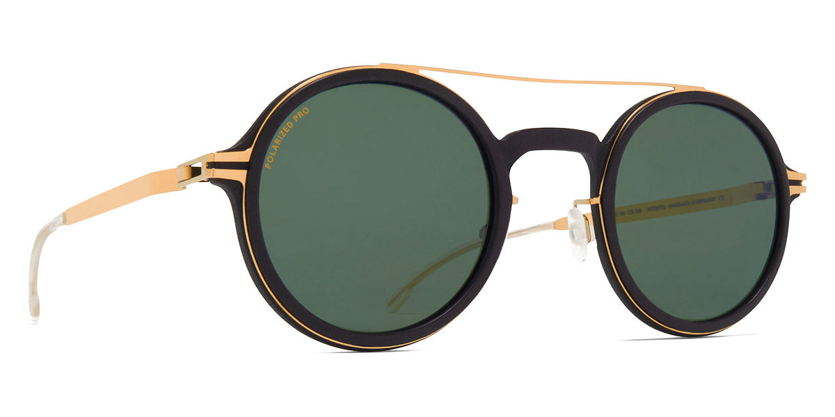 Mykita® HEMLOCK MYK HEMLOCK MH7 Pitch Black/Glossy Gold / Polarized Pro Green 15 46 - MH7 Pitch Black/Glossy Gold / Polarized Pro Green 15 Sunglasses