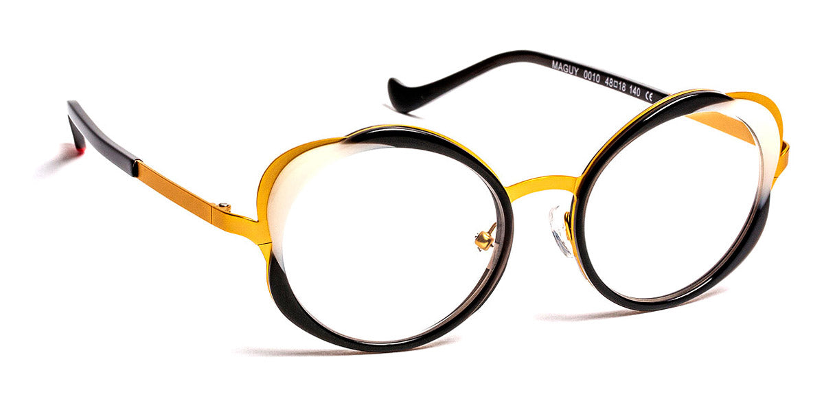 J.F. Rey® Maguy JR Maguy 0010 48 - 0010 Black/White/Satin Gold Eyeglasses