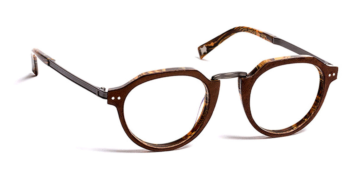 J.F. Rey® JF1455 JR JF1455 9060 46 - 9060 Brown Leather/Orange Black Eyeglasses