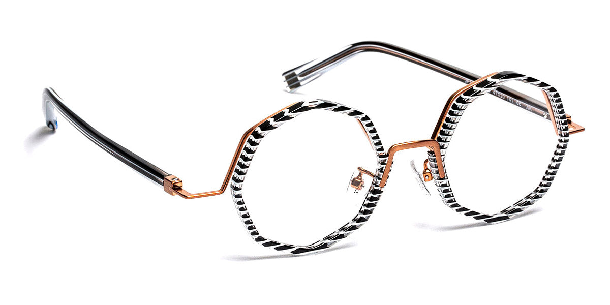 J.F. Rey® JF1483 JR JF1483 0185 47 - 0185 Stripes Black/White/Pink Gold Eyeglasses