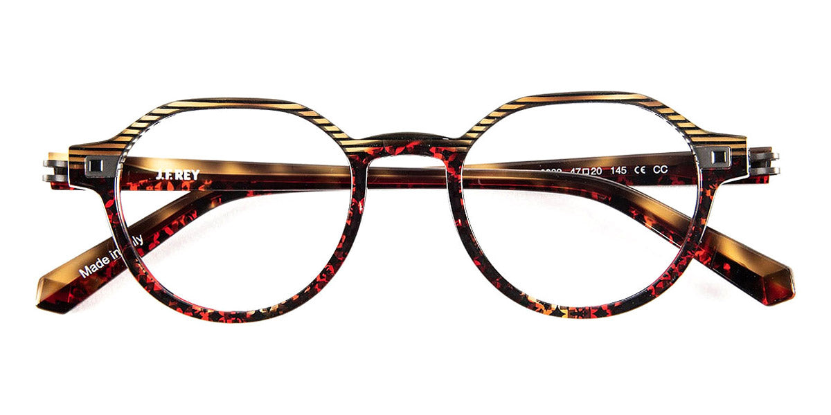 J.F. Rey® JF1532 JR JF1532 0939 47 - 0939 Brown and Beige Striped/Red Python Eyeglasses