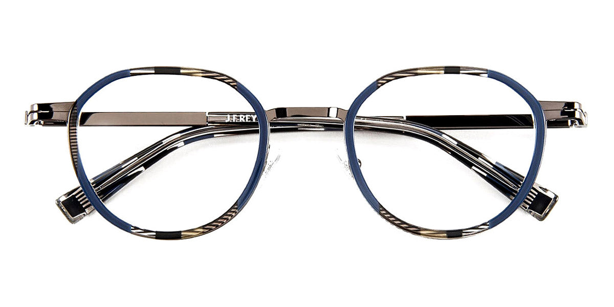 J.F. Rey® JF2876 JR JF2876 2405 49 - 2405 Stripes Blue/Brown/Shiny Gunmetal Eyeglasses