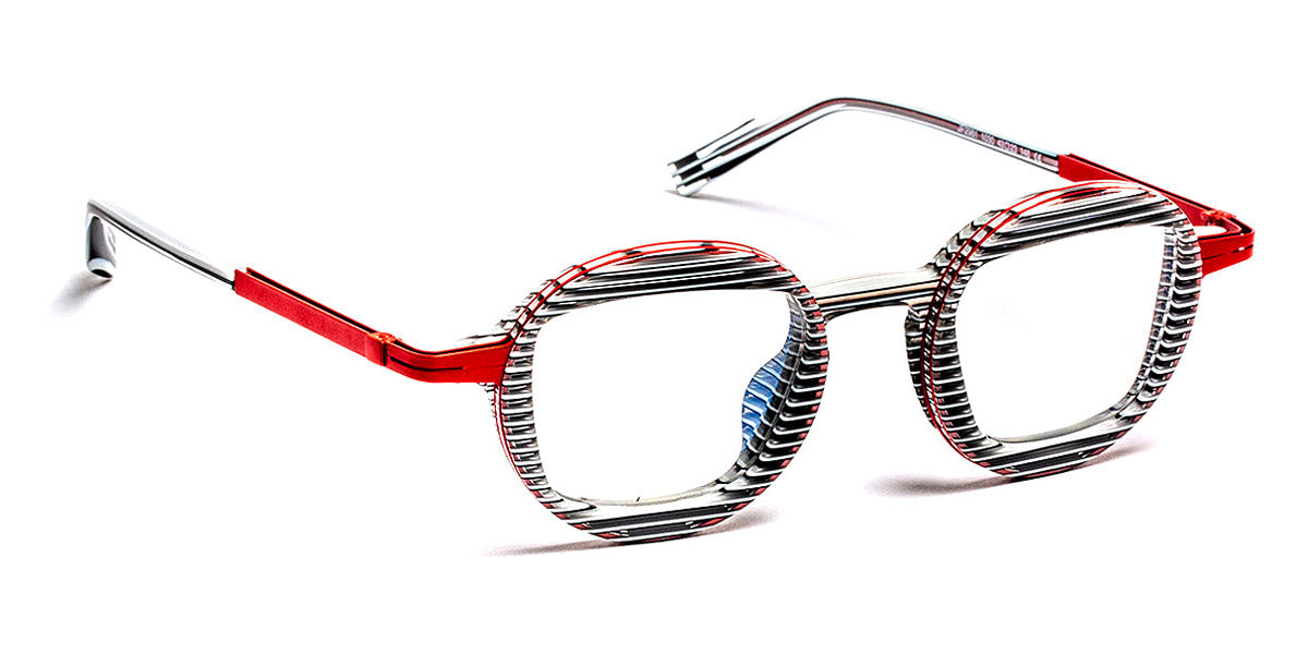 J.F. Rey® JF2981 JR JF2981 1030 43 - 1030 Stripes White/Black/Satin Red Eyeglasses