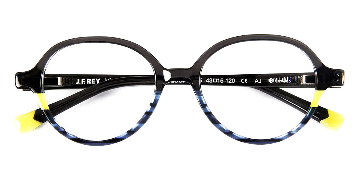 J.F. Rey® Bebop JR Bebop 0525 43 - 0525 Black/Yellow/Stripes Blue Eyeglasses