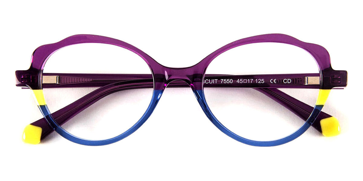 J.F. Rey® Biscuit JR Biscuit 7550 45 - 7550 Plum/Yellow/Blue Eyeglasses