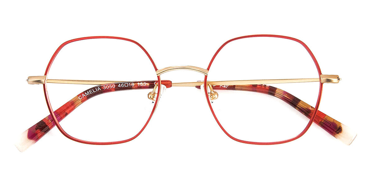 J.F. Rey® Camelia JR Camelia 3050 46 - 3050 Red/Satin Gold Eyeglasses