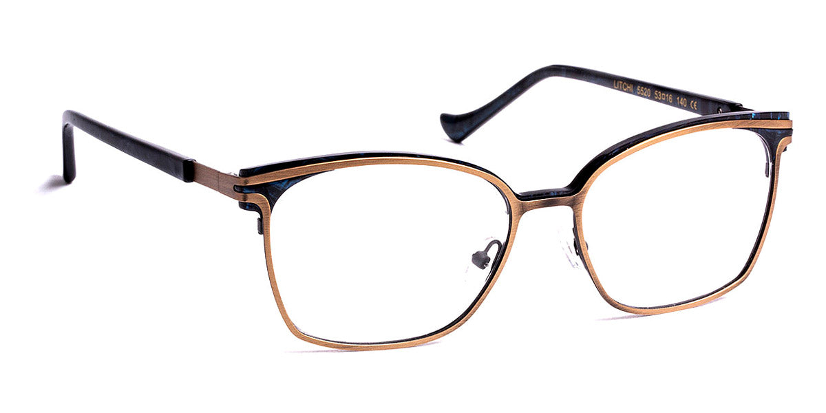 J.F. Rey® Litchi JR Litchi 5520 53 - 5520 Brushed Bronze/Blue Shell Eyeglasses