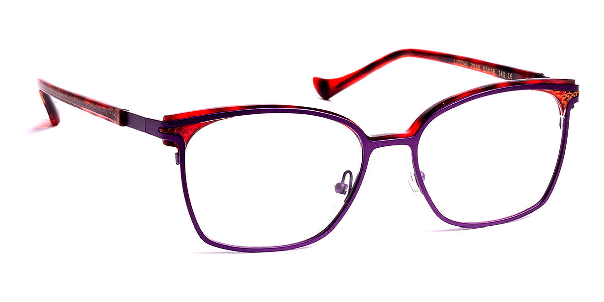 J.F. Rey® Litchi JR Litchi 7530 53 - 7530 Plum/Red Demi with Gold Eyeglasses