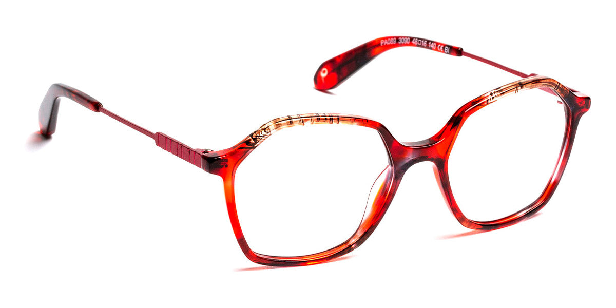 J.F. Rey® PA089 JR PA089 3090 48 - 3090 Red/Tissue Brown/Burgundy Eyeglasses