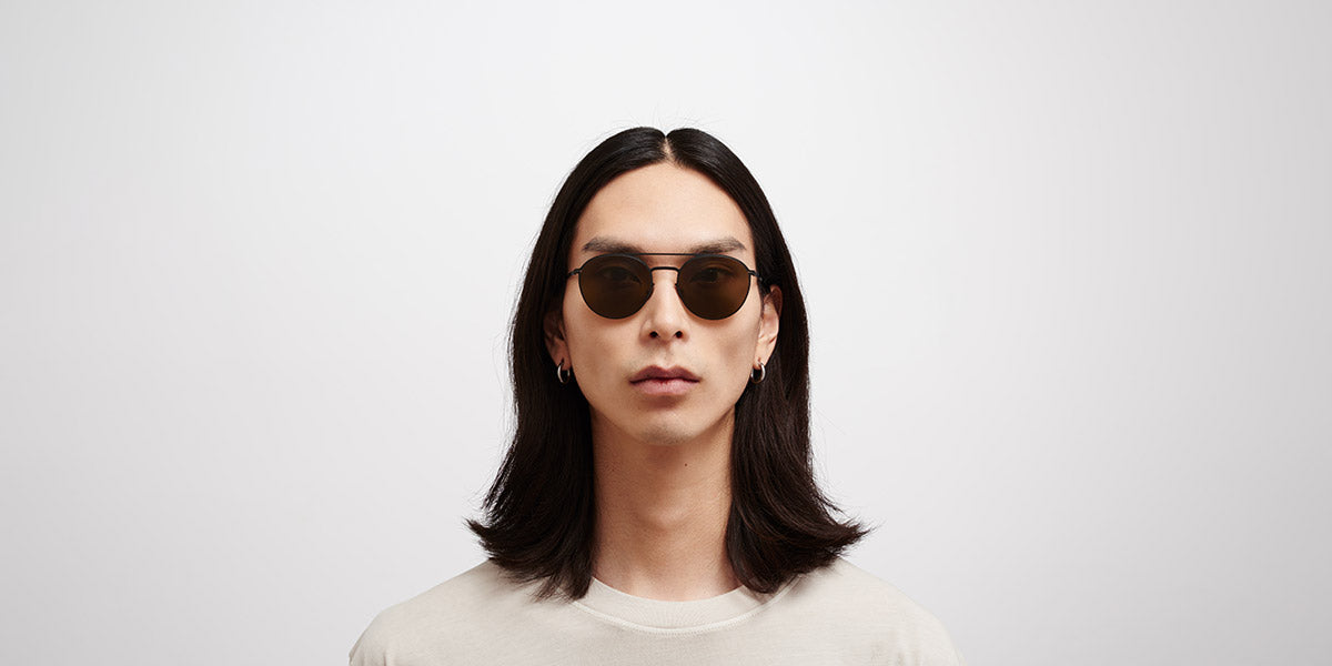 Mykita® JULIAN MYK JULIAN Black / Raw Brown Solid 52 - Black / Raw Brown Solid Sunglasses