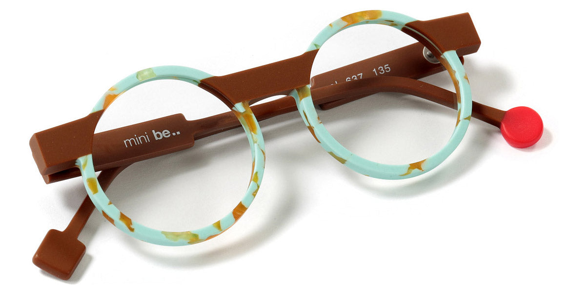 Sabine Be® Mini Be Cartoon SB Mini Be Cartoon 637 43 - Matt Marbled Turquoise / Matte Solid Brown Eyeglasses