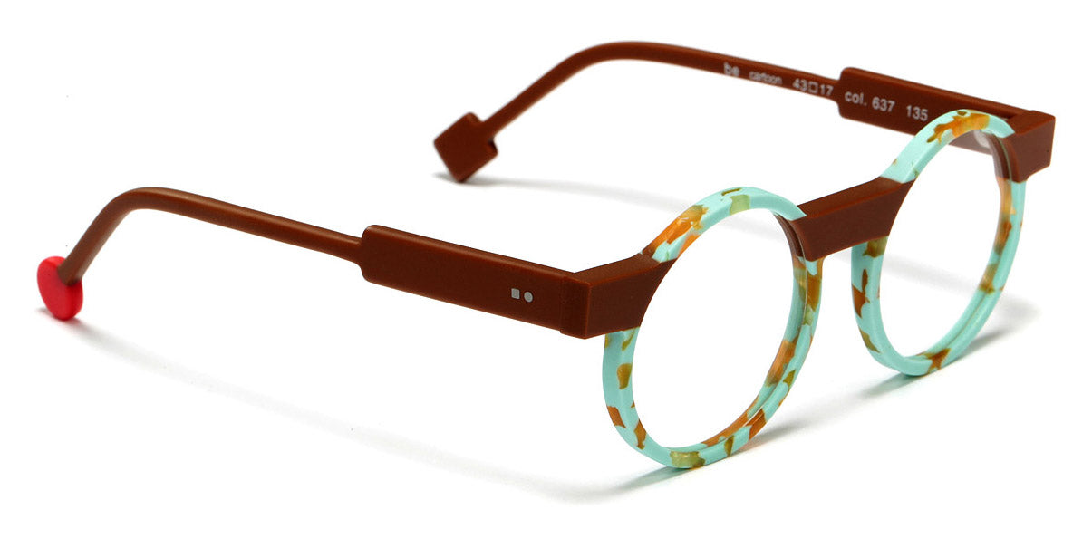 Sabine Be® Mini Be Cartoon SB Mini Be Cartoon 637 43 - Matt Marbled Turquoise / Matte Solid Brown Eyeglasses