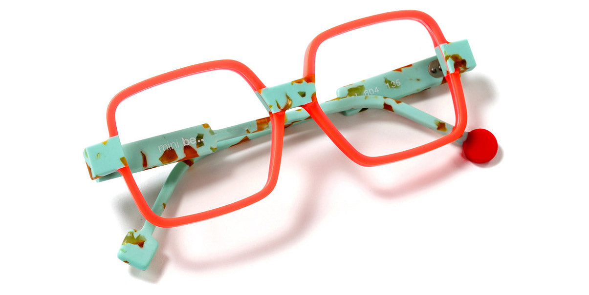 Sabine Be® Mini Be Clush SB Mini Be Clush 604 49 - Shiny Miami Neon Orange / Matte Marbled Turquoise Eyeglasses