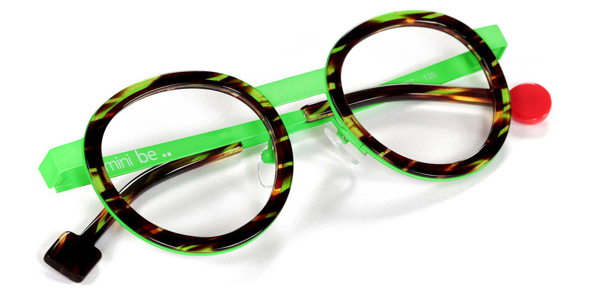 Sabine Be® Mini Be Lucky SB Mini Be Lucky 397 43 - Shiny Veined Tortoise / Satin Neon Green Eyeglasses