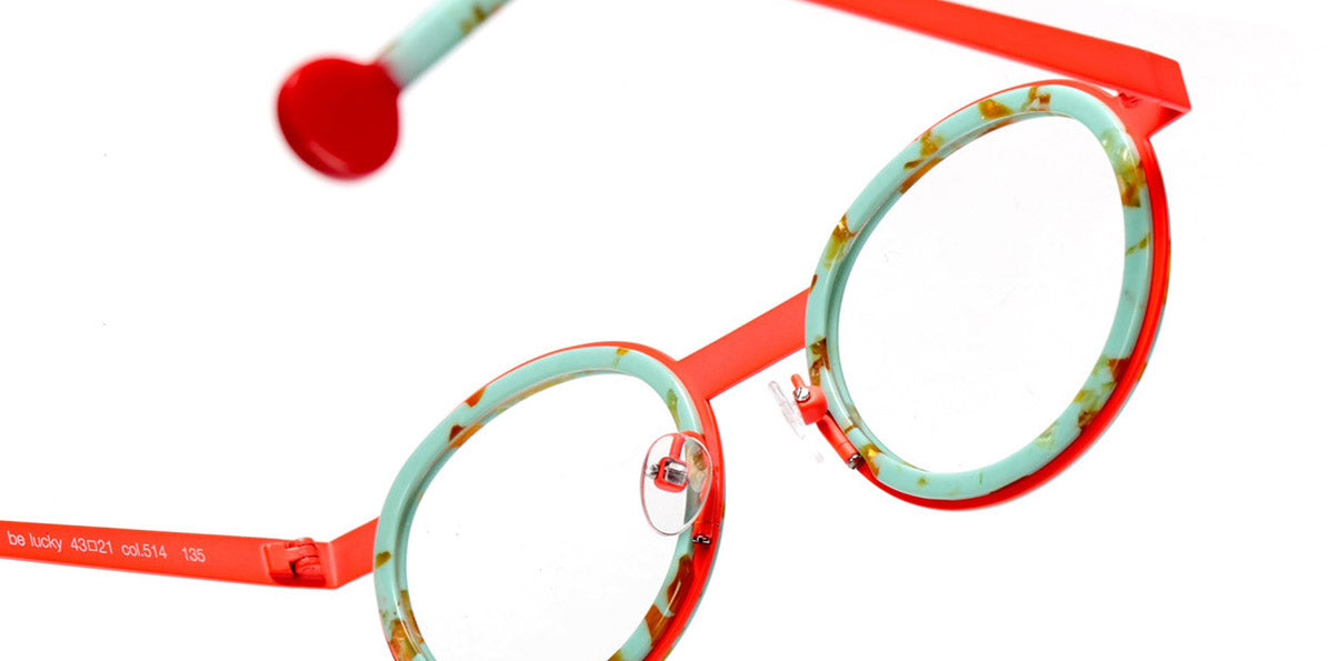 Sabine Be® Mini Be Lucky SB Mini Be Lucky 514 43 - Matt Marbled Turquoise /Satin Neon Orange Eyeglasses