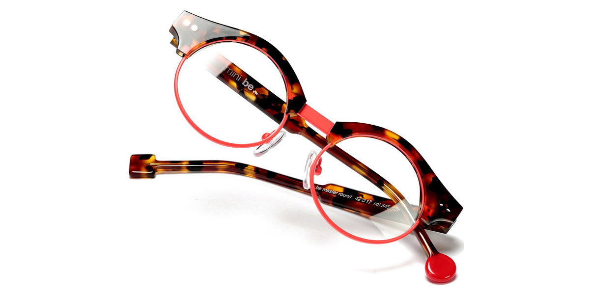 Sabine Be® Mini Be Master Round SB Mini Be Master Round 545 42 - Shiny Fawn Tortoise / Satin Neon Orange Satin Eyeglasses