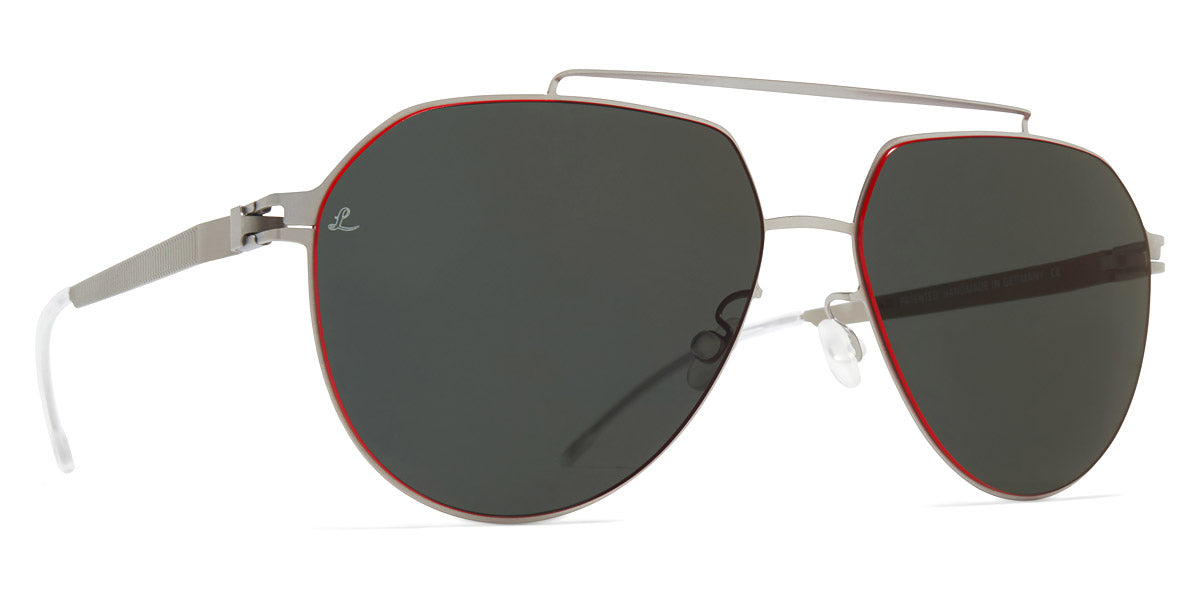 Mykita® ML13 MYK ML13 Matte Silver / Leica G15 Solid + Red Edges 60 - Matte Silver / Leica G15 Solid + Red Edges Sunglasses