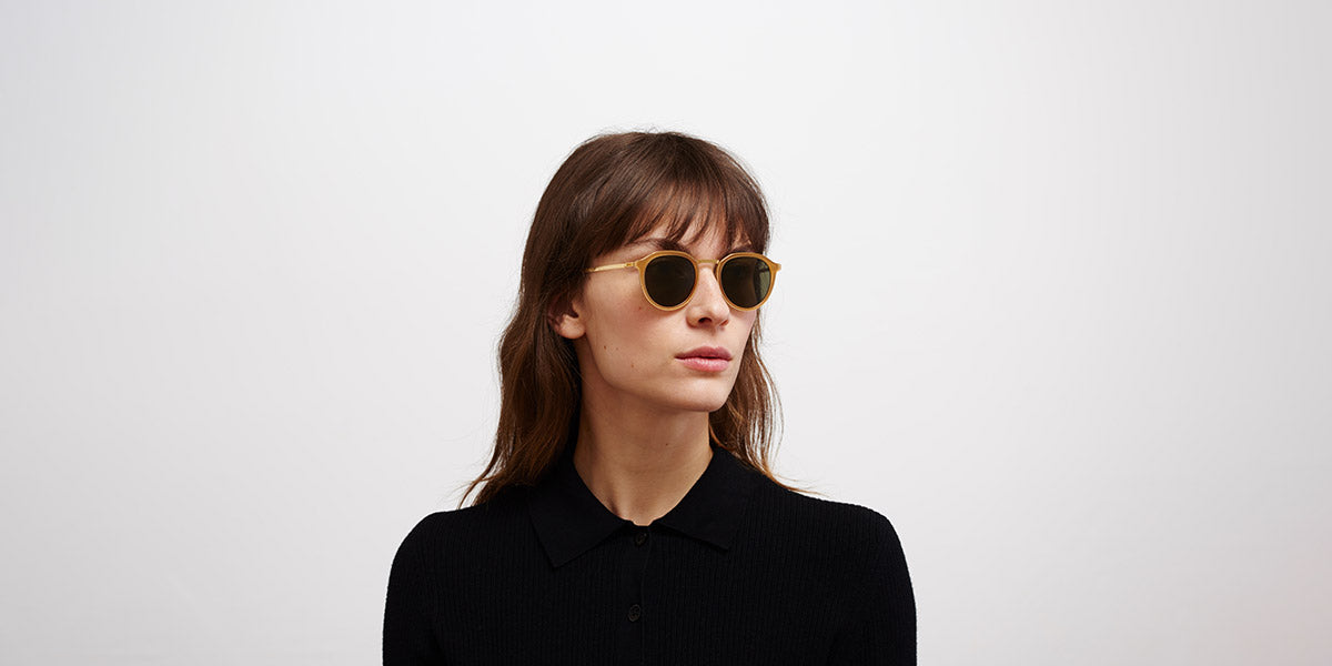 Mykita® PAULSON MYK PAULSON A56 Glossy Gold/Brown Dark Brown / Raw Green Solid 47 - A56 Glossy Gold/Brown Dark Brown / Raw Green Solid Sunglasses