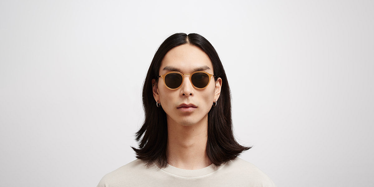 Mykita® PAULSON MYK PAULSON A56 Glossy Gold/Brown Dark Brown / Raw Green Solid 47 - A56 Glossy Gold/Brown Dark Brown / Raw Green Solid Sunglasses