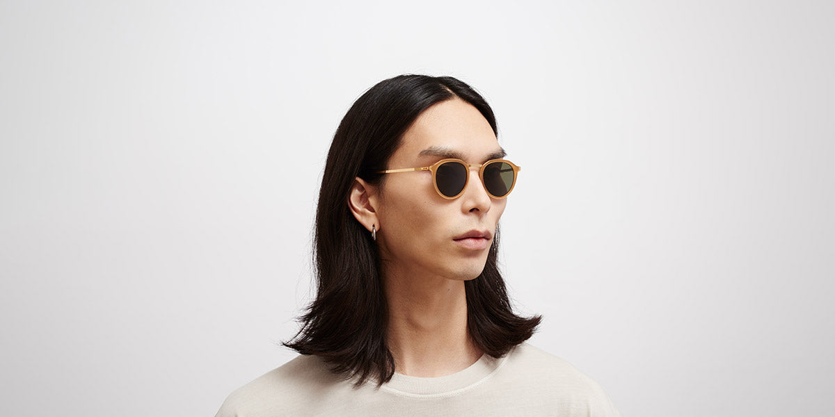 Mykita® PAULSON MYK PAULSON A56 Glossy Gold/Brown Dark Brown / Raw Green Solid 47 - A56 Glossy Gold/Brown Dark Brown / Raw Green Solid Sunglasses