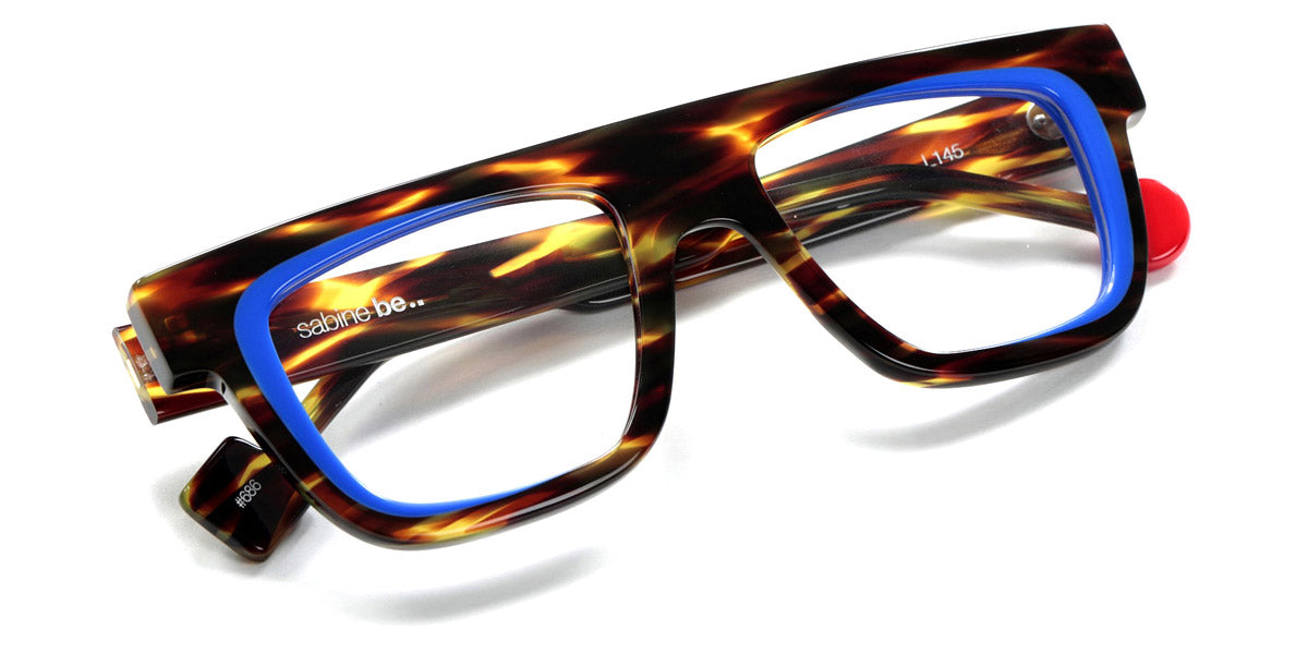 Sabine Be® Be Alive SB Be Alive 686 50 - Shiny Dark Veined Tortoiseshell / Shiny Majorelle Blue Eyeglasses