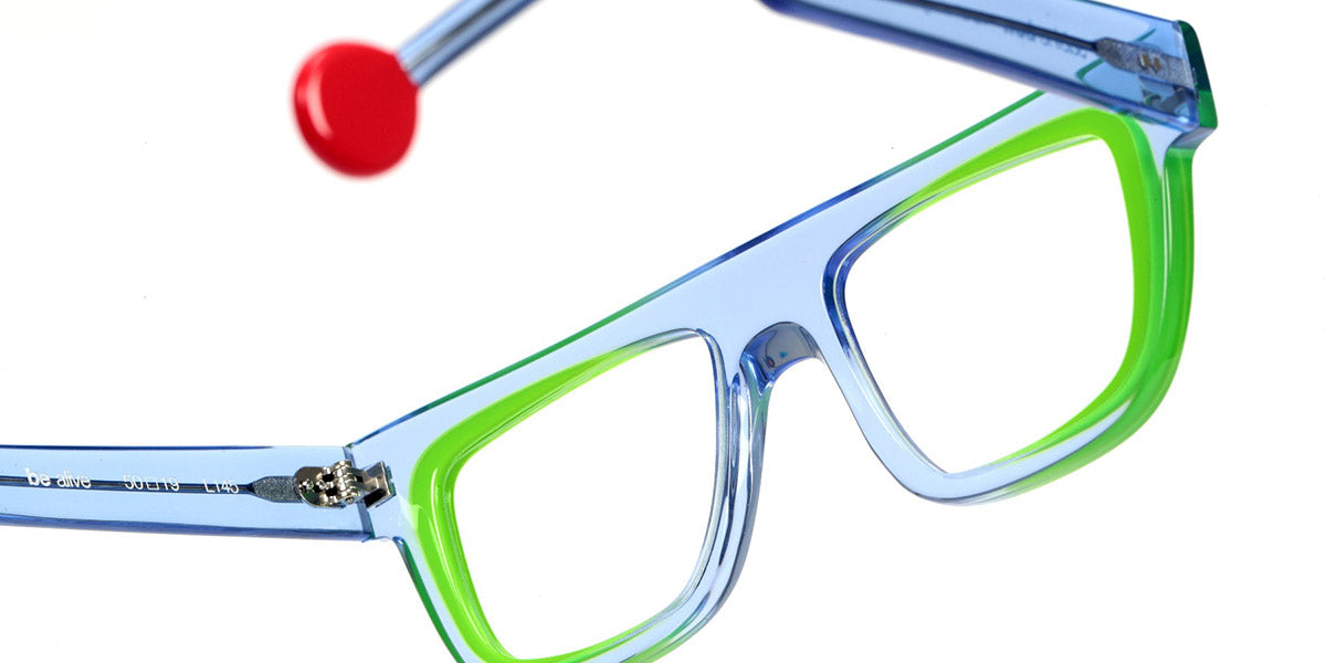 Sabine Be® Be Alive SB Be Alive 687 50 - Shiny Translucent Light Blue / Shiny Neon Green Eyeglasses