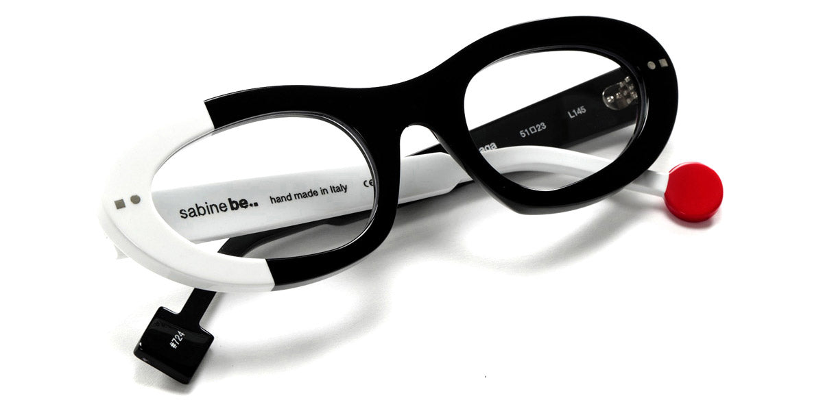 Sabine Be® Be Gaga SB Be Gaga 724 51 - Shiny Black / Shiny White Eyeglasses