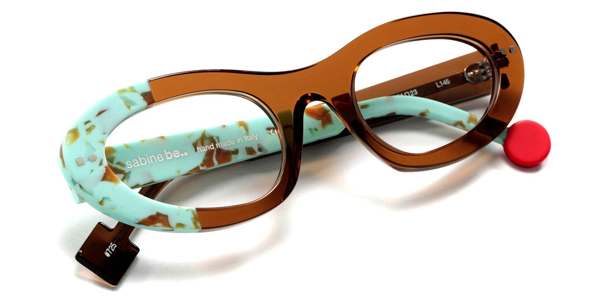 Sabine Be® Be Gaga SB Be Gaga 725 51 - Shiny Cognac Translucent / Turquoise Marbled Matte Eyeglasses