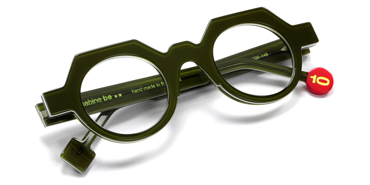 Sabine Be® Be Ten SB Be Ten 709 44 - Shiny Translucent Dark Green / White / Shiny Translucent Dark Green Eyeglasses