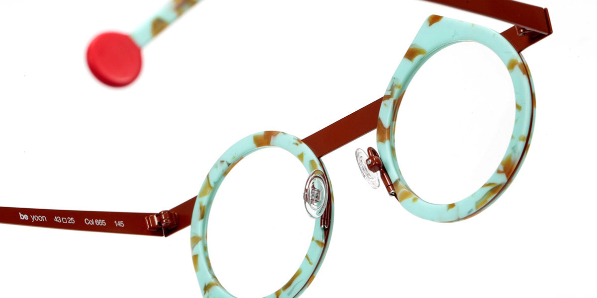 Sabine Be® Be Yoon SB Be Yoon 665 43 - Matte Marbled Turquoise / Shiny Camel Eyeglasses