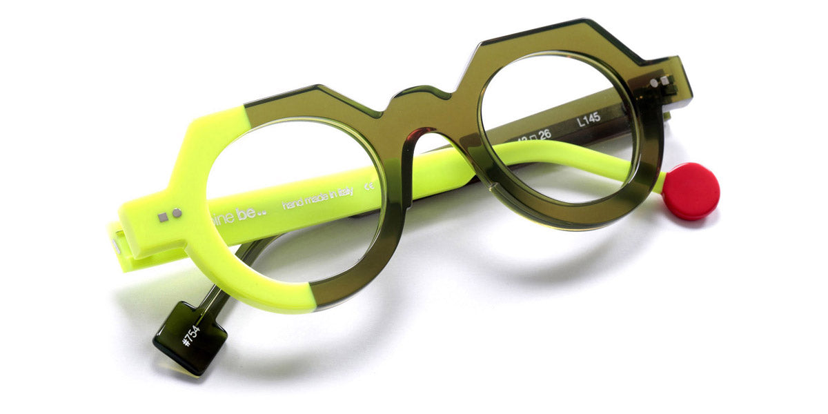 Sabine Be® Be Zoulou SB Be Zoulou 754 43 - Shiny Translucent Khaki / Shiny Neon Yellow Eyeglasses