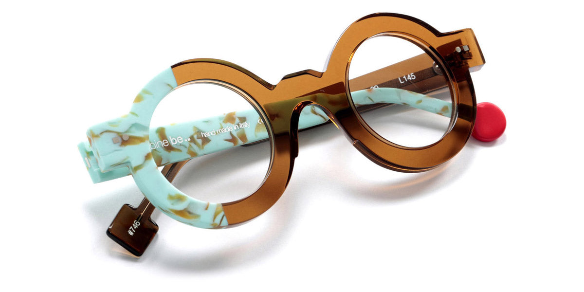 Sabine Be® Be Zozo SB Be Zozo 746 41 - Translucent Cognac Matte / Marbled Turquoise Matte Eyeglasses