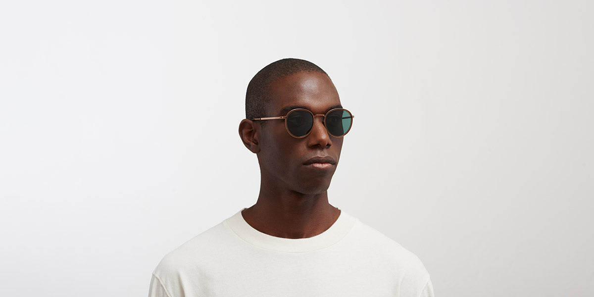 Mykita® TUVA MYK TUVA A40 Shiny Copper/Topaz / Dark Green Solid 48 - A40 Shiny Copper/Topaz / Dark Green Solid Sunglasses